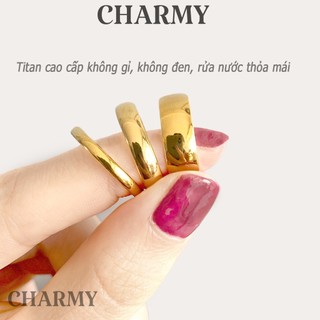 Nhẫn Titan Trơn cao cấp NT01 không gỉ không đen Charmy