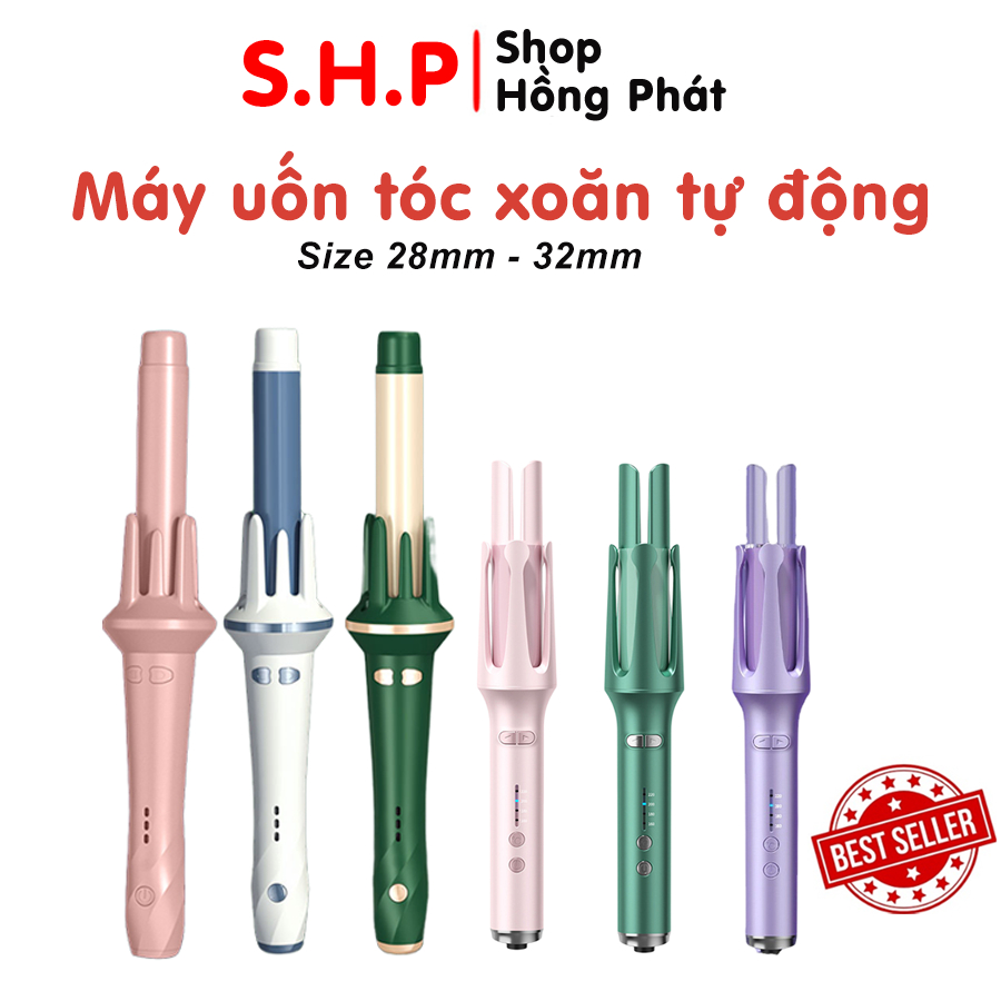 Cây, Máy uốn tóc xoăn mini xoay tự động 28, 32mm chính hãng, tạo kiểu sóng nước lọn to, lọn nhỏ, trục giữa gốm sứ bảo vệ