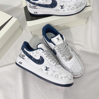 Giày Af1 LV Unisex xanh Navy , giày af1 White Blue hoot trend mới nhất 2024 full Nam Nữ giaythethaoX-T