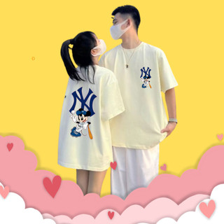  Áo Thun cho Cặp Đôi Mickey Bóng Chày NY Unisex Form rộng 100% Cotton 2 chiều Local Brand - AC329