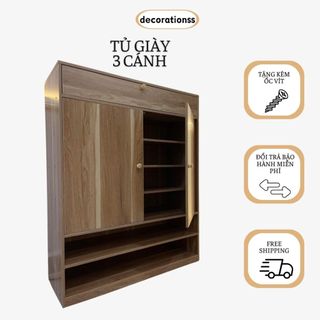 Tủ giày 3 cánh, tủ đựng giày dép DMF, tủ gỗ ép
