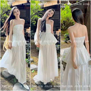 SET ÁO CÚP NGỰC BỒNG + CV MIDI XOÈ DÁNG DÀI HAI LỚP