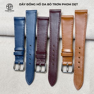 Dây đồng hồ da bò trơn phom dẹt chuyên dùng cho đồng hồ tank, đồng hồ phom mỏng size 17/18 Tặng kèm phụ kiện