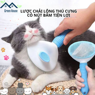 Lược chải lông chó mèo thú cưng, gỡ lông rối, rụng có nút bấm lấy lông sau khi chải tiện lợi Green House VN
