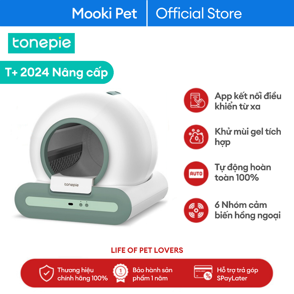 Máy dọn phân mèo tự động Ti Pro T+ 2024 điều khiển bằng Apps kết nối Wifi thông minh Tonipi pro bản cao cấp Mookipet