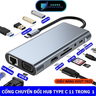 Hub type c và hub usb 3.0 - cổng chuyển đổi hub usb type-c - usb 3.0 to hdmi,usb 3.0,sd,tf,rj45,pd type-c cho laptop