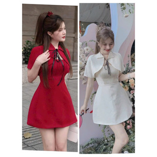 Q270 - Sét đầm dự tiệc xếp ly form ngắn kèm áo khoác