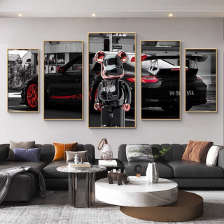 Bộ 5 Tranh Ghép Gấu Bearbrick/ Kaws Tráng Gương/ Tranh Treo Tường Phòng Khách/ Phòng Gameming/ Shop Quần áo/ Decor Nhà