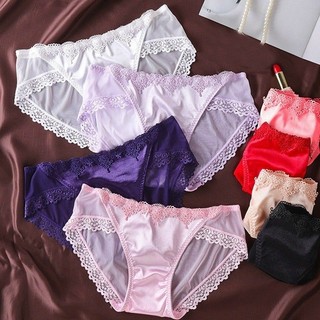 Quần lót lụa satin phối viền ren, voan trong suốt gợi cảm dành cho nữ