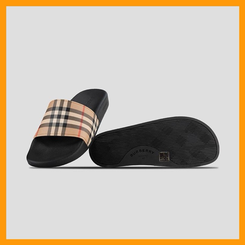 Dép thời trang burberry kẻ sọc nam tính trẻ trung cao cấp dễ phối đồ mọi phong cách thời trang