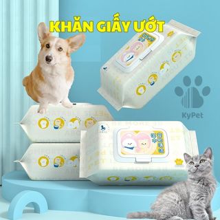 Khăn giấy thú cưng, khăn giấy ướt vệ sinh dành riêng cho chó mèo an toàn sạch sẽ gói 80 miếng Kypet