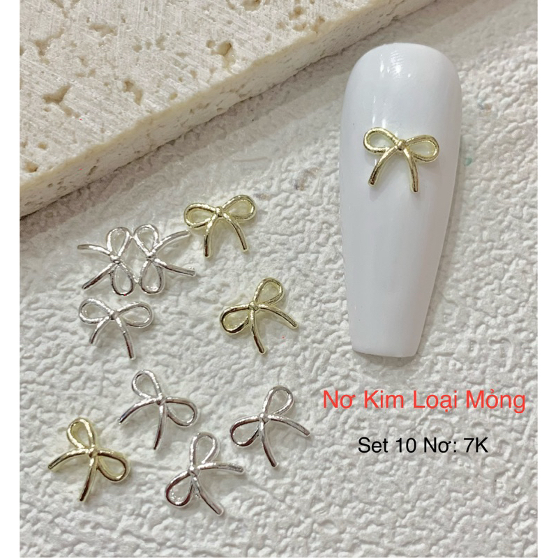 Set 20 Nơ Kim Loại Mỏng Vàng-Bạc