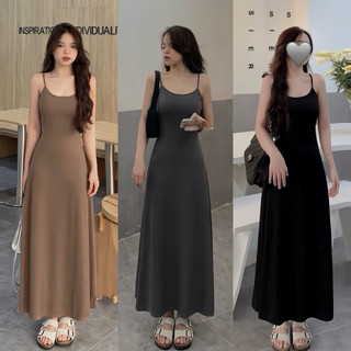 Váy hai dây ôm body dáng dài , váy body midi dáng suông dài snupi