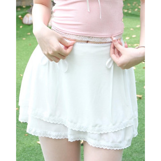 Chân Váy Hai Tầng Ánh Nhũ EMILIA Viền Ren Đính Nơ Coquette - Minipie