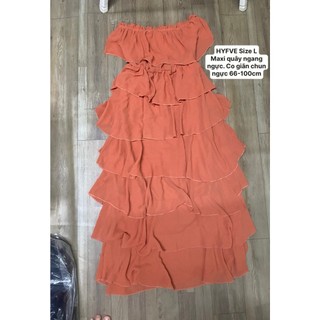 Đầm Cúp Dáng Maxi Màu Cam HYPVE Xếp Tầng Size L Công Chúa