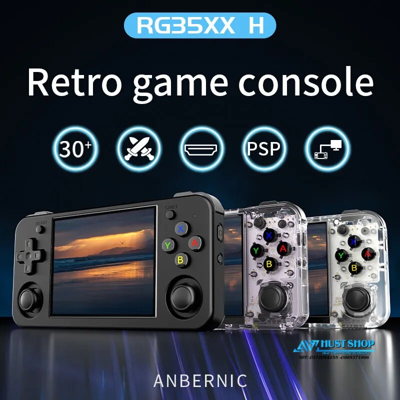 Máy Chơi Game RG35xx H Có Rung Màn 3.5 inch IPS Hỗ Trợ 30+ Dòng Game Tích hợp 5000+ Games PSP/PS1/N64/Arcade...