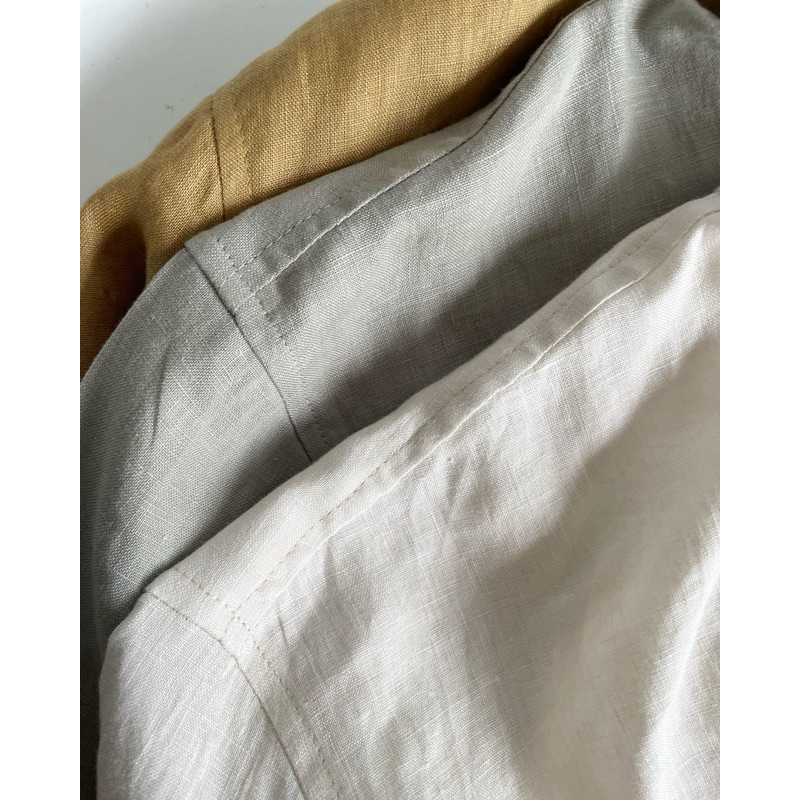 Áo cổ tàu linen tưng washed - Mé Hè
