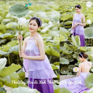 Áo yếm chụp sen von tơ sống 2 lớp với váy phi xoè rộng yv5