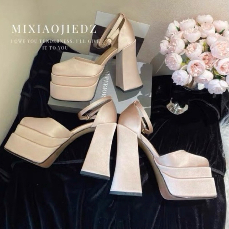 ORDER 🌿 Giày Korea satin đế đúp mũi tròn 12- 15cm 35 -  41