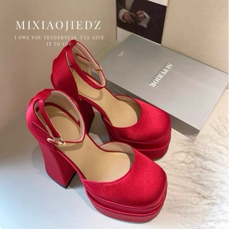 ORDER 🌿 Giày Korea satin đế đúp mũi tròn 12- 15cm 35 -  41