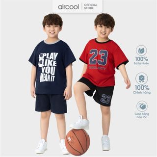 Bộ quần áo cộc tay cho bé trai AIRCOOL cotton thoáng mát co dãn tốt dáng thể thao cho bé từ 2 đến 16 tuổi