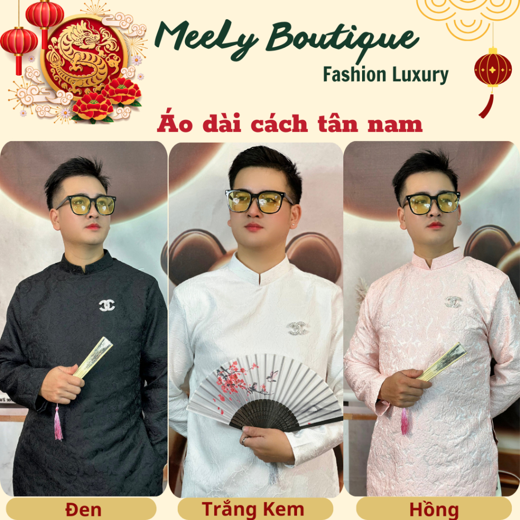 Áo Dài Nam Chất liệu Gấm - Chơi Tết Chơi Xuân