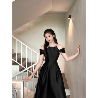ĐẦM MIDI CỔ YẾM TRỄ VAI