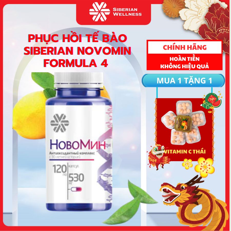 Viên uống chống oxy hoá hobomin, phục hồi tế bào khỏe mạnh Siberian Novomin Formula 4, Hộp 120 viên