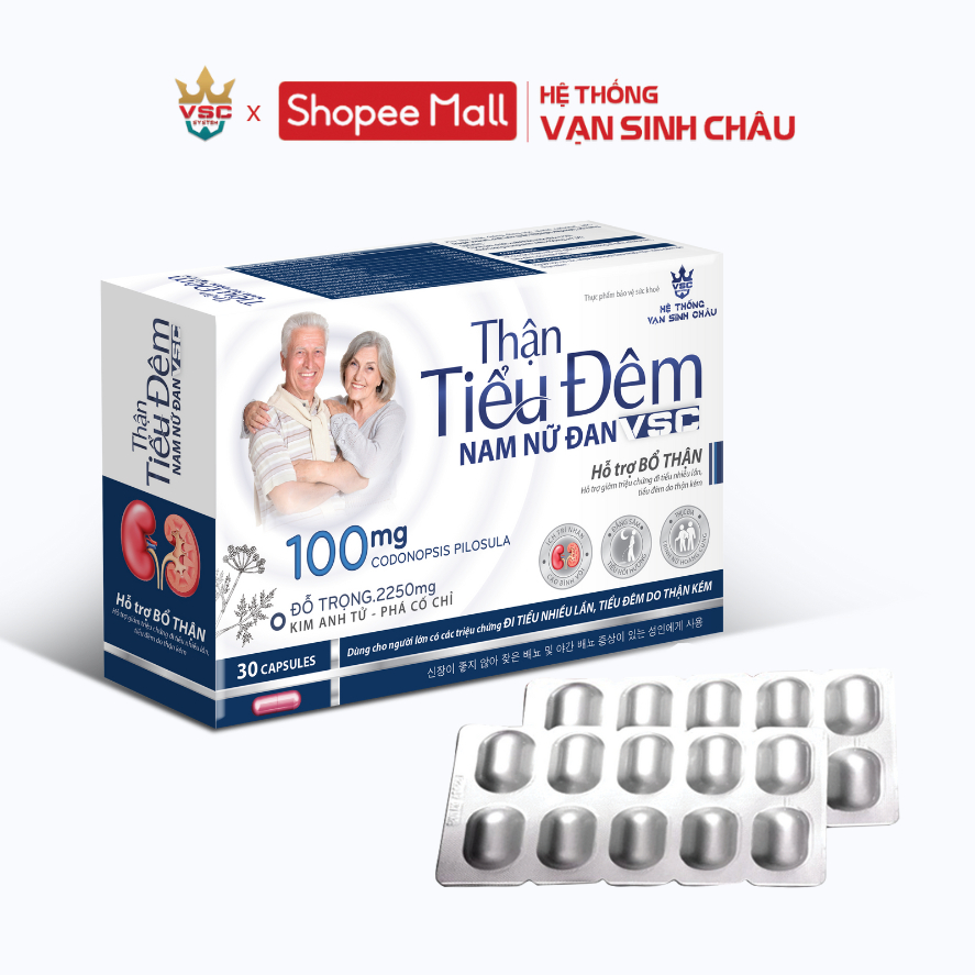Viên hỗ trợ giảm tiểu đêm Thận Tiểu Đêm Nam Nữ Đan VSC hộp 30 viên