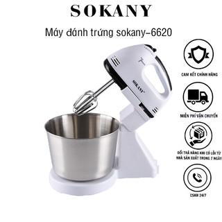Máy đánh trứng trộn bột kèm cối trộn 2l sokany 6620