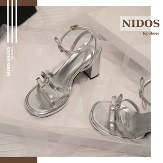 Giày cao gót nơ gót mảnh 8cm phối màu đơn giản, nhẹ nhàng giày nidosshoes
