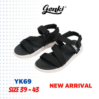 Dép Quai Hậu Nam Genki Màu Đen Quai Dù Thể Thao Quai Chéo YK69