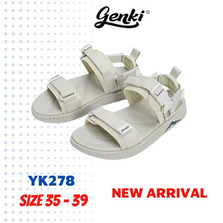 Giày Sandal Nữ Genki Màu Kem Quai Ngang Đế Cao Su Thời Trang Chính Hãng Streetstyle YK278