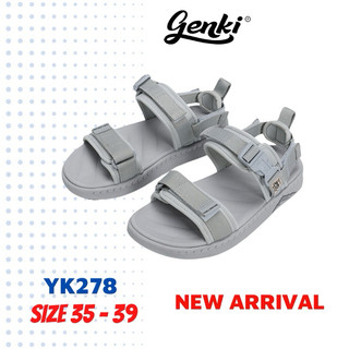 Dép Quai Hậu Nữ Genki Màu Xanh Xám Quai Ngang Đế Cao Su Thời Trang Sport YK278