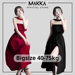 Váy dự tiệc bigsize MAKKA đầm nhung xẻ tà dáng dài cổ choker phong cách Hàn Quốc 5510