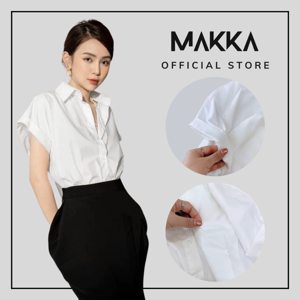 [Mã INBAU153 giảm 15K đơn 99K] Áo sơ mi nữ tay hến MAKKA phong cách công sở siêu đẹp MAKKA.SM3