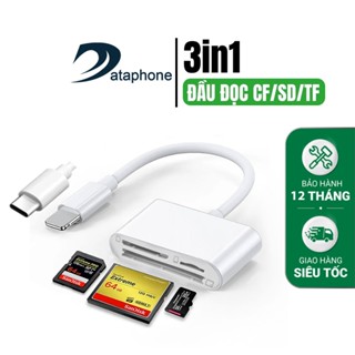 Đầu đọc thẻ nhớ CF SD Micro SD 3in1 dành cho điện thoại nhà táo, android Type-c kết nối otg, máy tính bảng và laptop