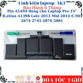 Pin a1494 dùng cho laptop pro 15" r.etina a1398 late 2013 mid 2014 e.mc 2674 2745 2876 2881