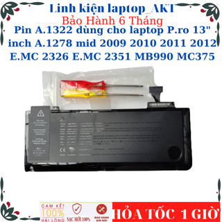 Pin A1322 dùng cho laptop Bro 13" inch A1278 giữa 2009 2010 2011 2012 E.MC 2326 E.MC 2351