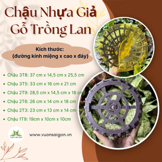 Chậu nhựa giả gỗ trồng lan- Rọ tròn 2T9 (28,5cm x cao 14,5cm x đáy 18cm) - Green City