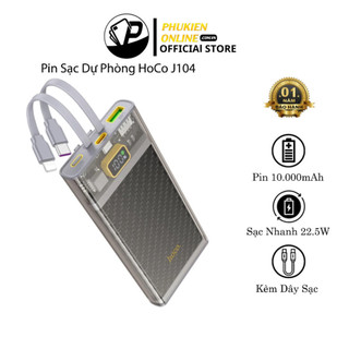 Pin Sạc Dự Phòng Hoco J104, Dung Lượng 10000mAh, Hỗ Trợ Sạc Nhanh 22.5W / PD QC3.0, Tích Hợp Dây Sạc - Hàng Chính Hãng