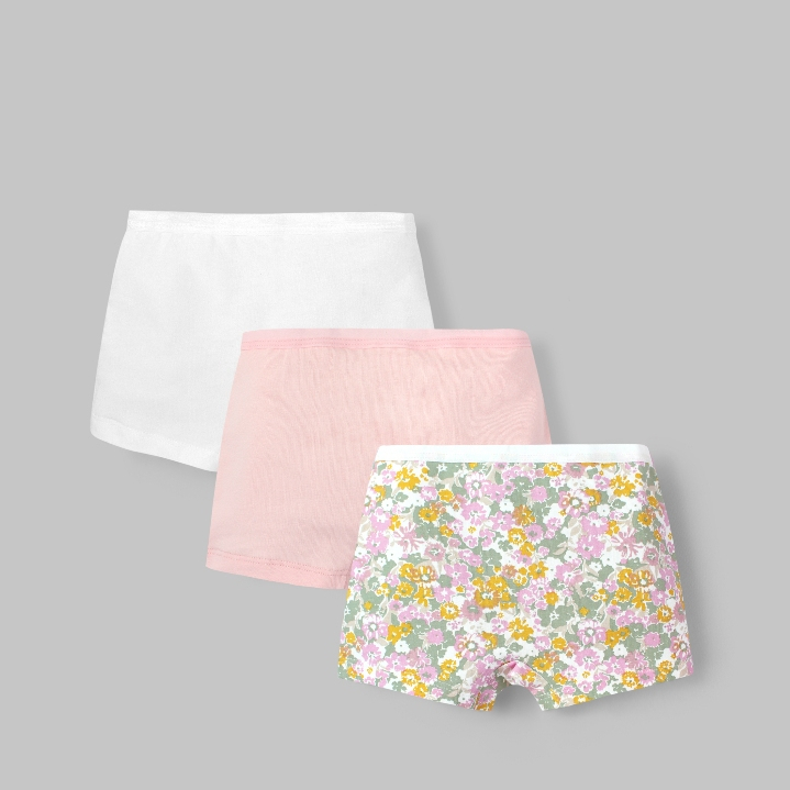 Set 3 quần lót cotton em bé, bộ quần chip thoáng khí cho bé gái từ 1 tuổi - 10 tuổi Baa Baby