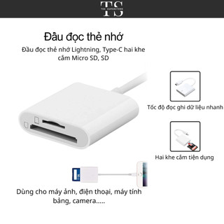 Đầu đọc thẻ nhớ Lightning, Type-C hai khe cắm Micro SD, SD