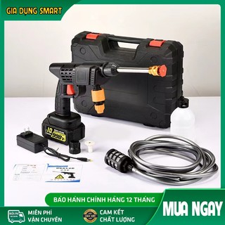 Máy rửa xe mini cầm tay công suất pin cực lớn 199V, máy rửa xe máy tại nhà dùng pin tưới cây tiện lợi
