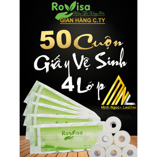 ComBo 50 cuộn 4 lớp, 5 bịch hoặc 5kg giấy vệ sinh siêu mịn, siêu dai cao cấp ROVISA tan trong nước không làm tắc bồn cầu