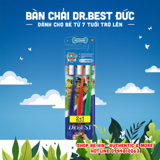 (Set 3) Bàn chải đánh răng trẻ em Dr.Best Đức, dành cho bé từ 7 tuổi, Bàn chải đánh răng Dr Best