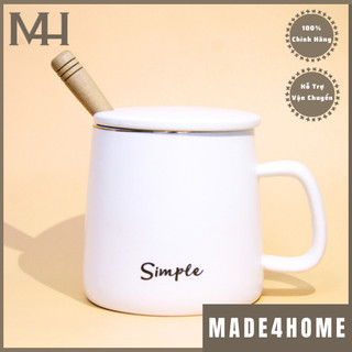 Ly Cốc Sứ Họa Tiết Simple - Trắng, Ly Cốc Sứ Cute, Ly Cốc Sứ Simple - 350ml