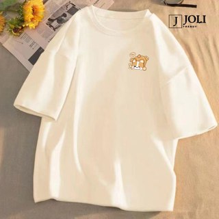 Áo Thun Nữ, Áo Phông Nam Nữ Unisex Tay Lỡ By JOLI Mã TN Mèo Pa In Hình Chất Cotton Form Rộng Phong Cách Ulzzang