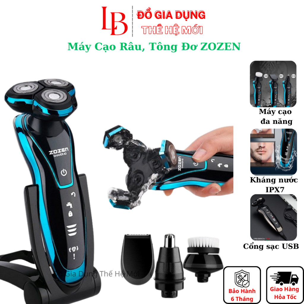 [Xả Hàng Tháng 01-2026] Máy cạo râu Zozen, máy tông đơ cắt tóc tỉa lông mũi đa năng 5 in1 chống nước IPX7