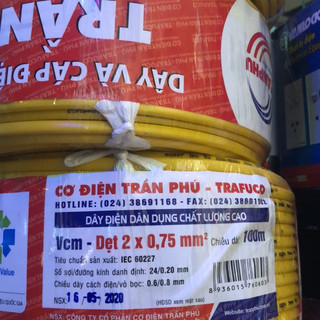 Dây điện dẹt 2x0.75 trần phú